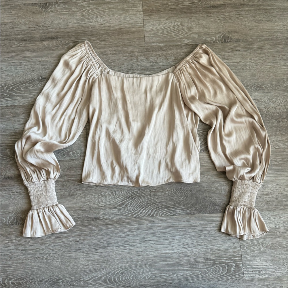 Smocked Flounce Sleeve Off-Shoulder Blouse